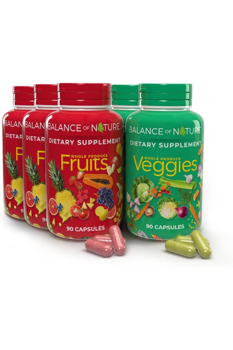 Whole Fruit and Vegetable Blend Dietary Supplement Capsules Three Pack, Main, color, None