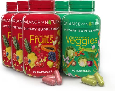 Whole Fruit and Vegetable Blend Dietary Supplement Capsules Three Pack