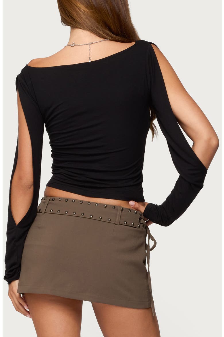 Cade Off the Shoulder Split Sleeve Top, Alternate, color, BLACK