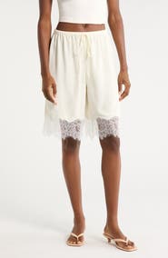 STAUD Verano Silk & Lace Shorts