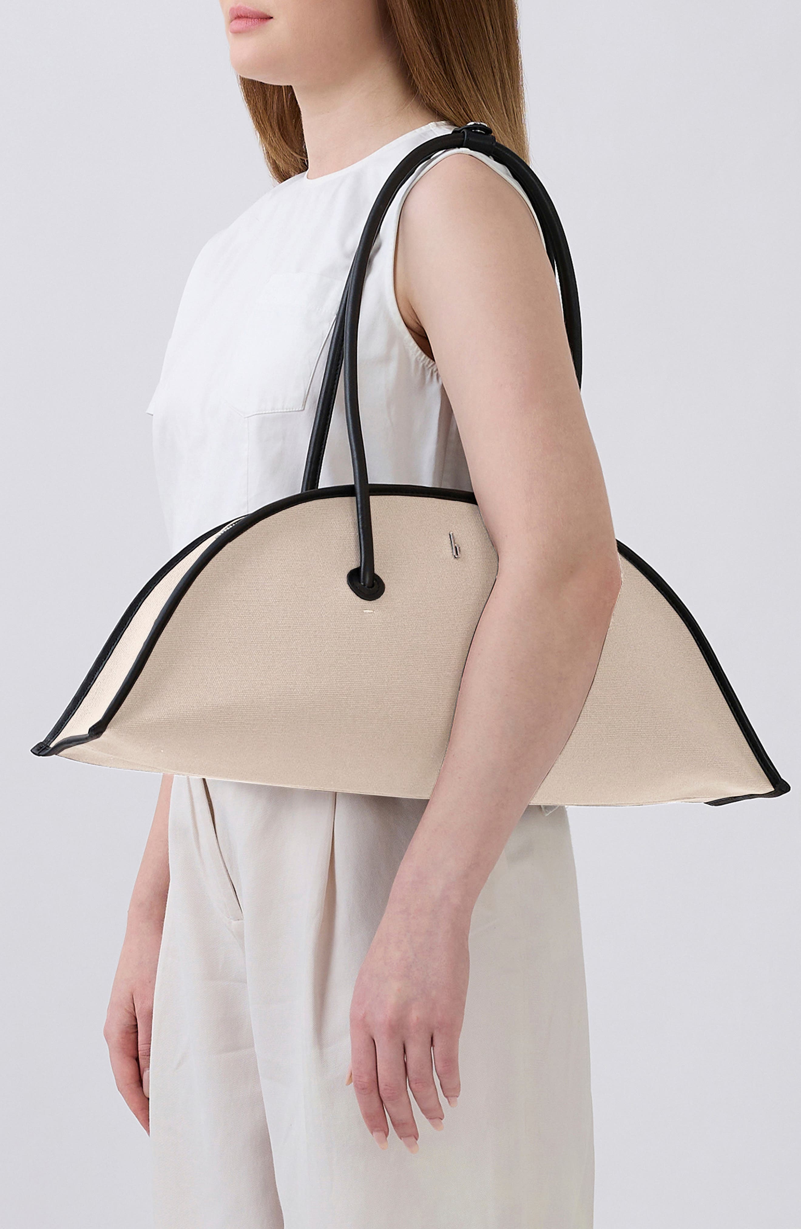 Laverne Canvas Bowler Bag, Alternate, color, SAND/ BLACK
