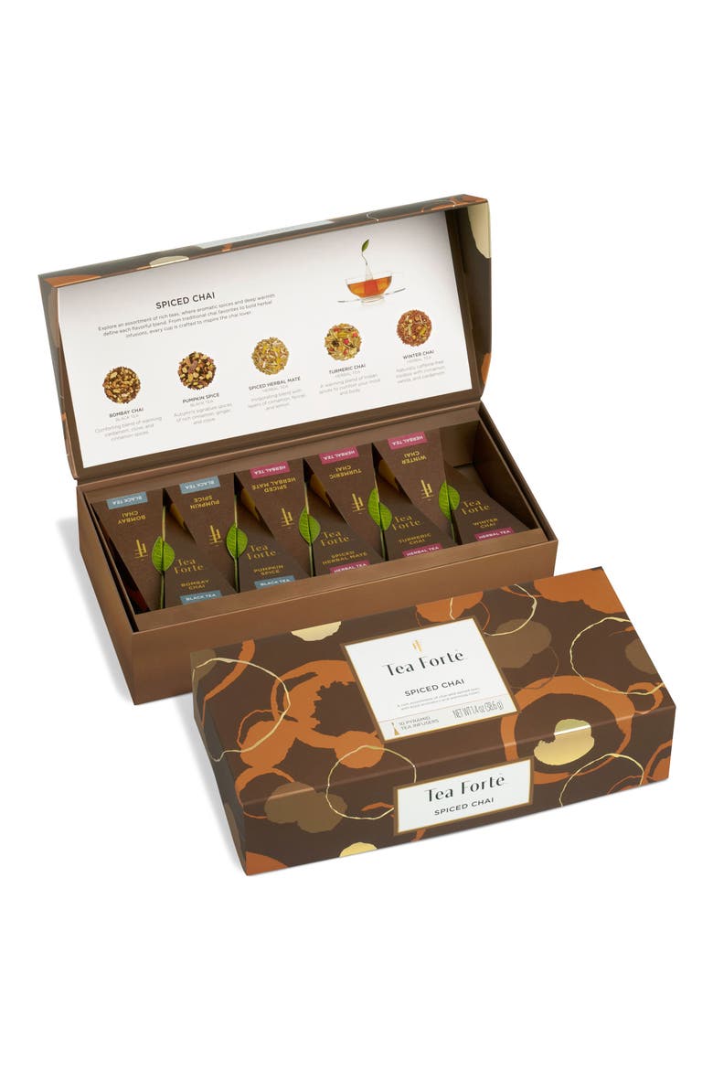 Spiced Chai Petite Presentation Box Tea Set, Main, color, BROWN