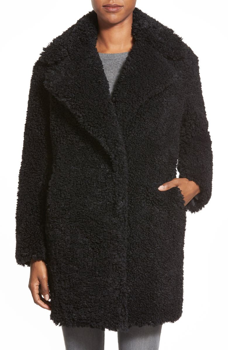 Kensie 'Teddy Bear' Notch Collar Reversible Faux Fur Coat, Main, color,