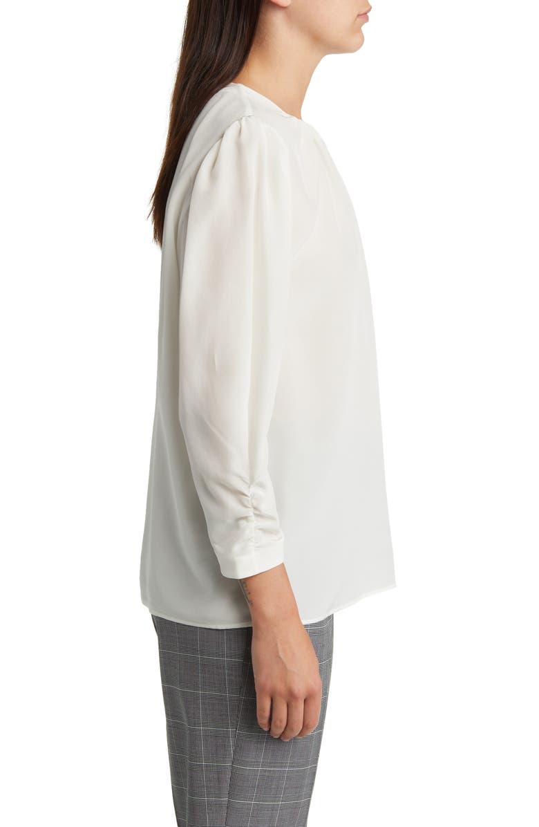 BOSS Bagana Silk Blouse, Alternate, color, Soft Cream