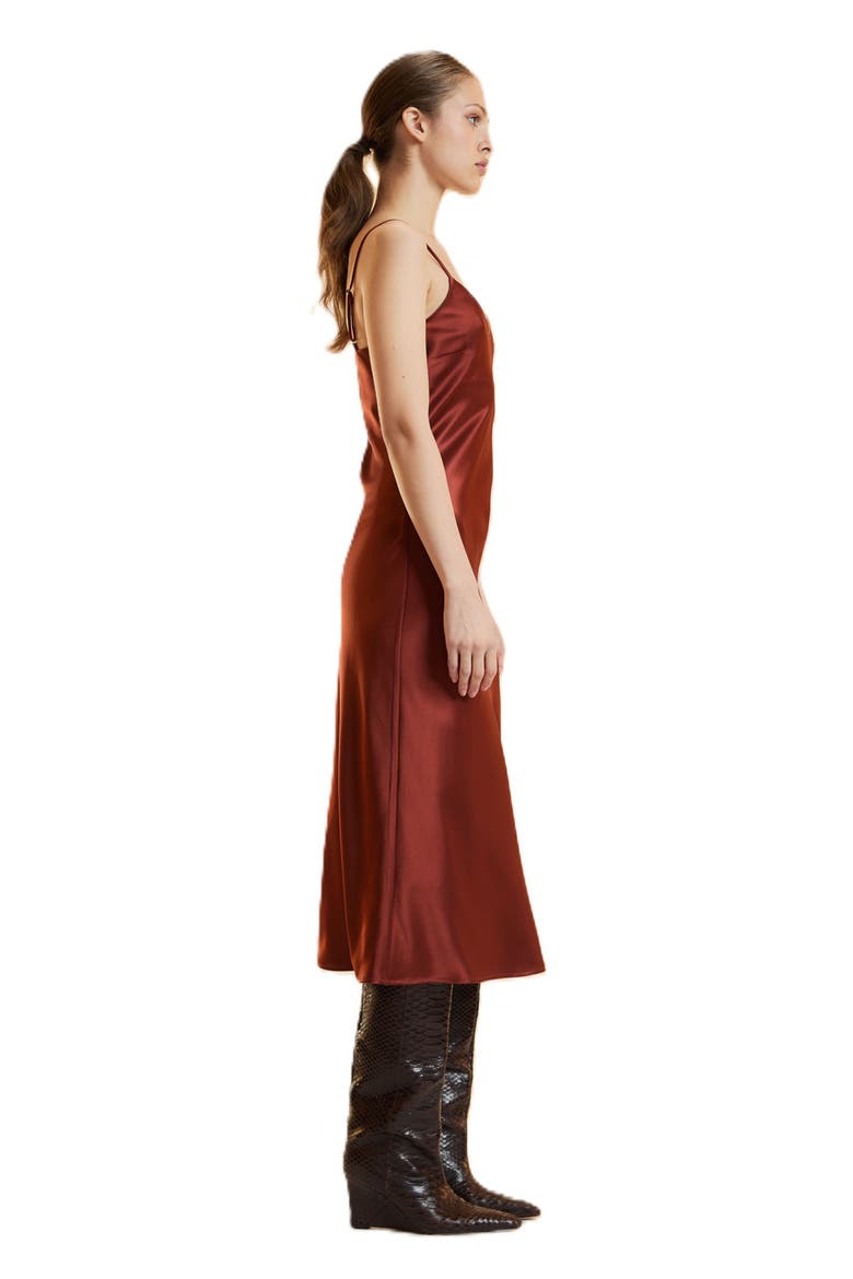 Satin Slip Dress, Alternate, color, Rust