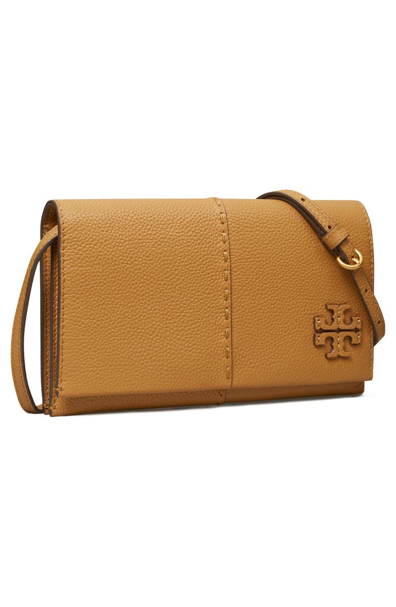 Tory Burch McGraw Leather Wallet Crossbody, Alternate, color, Tiramisu