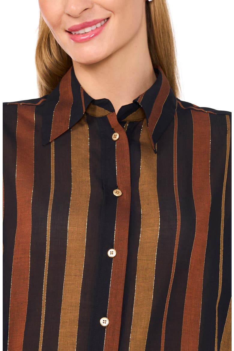 Stripe Oversize Button-Up Shirt, Alternate, color, RICH BLACK