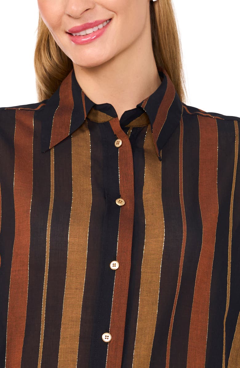 Ted Baker Stripe Oversize Button-Up Shirt, Alternate, color, Rich Black