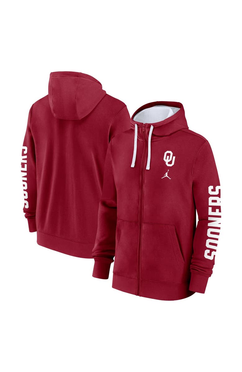 Jordan Brand Men's Jordan Brand Crimson Oklahoma Sooners Primetime Primary Mascot Full-Zip Hoodie, Main, color, Crimson