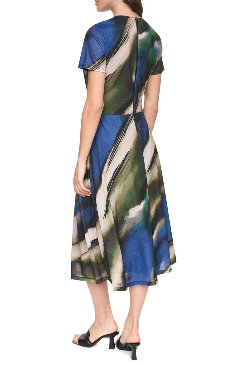 Ruched Front Print Midi Dress, Alternate, color, BRUSHED RIVERSIDE