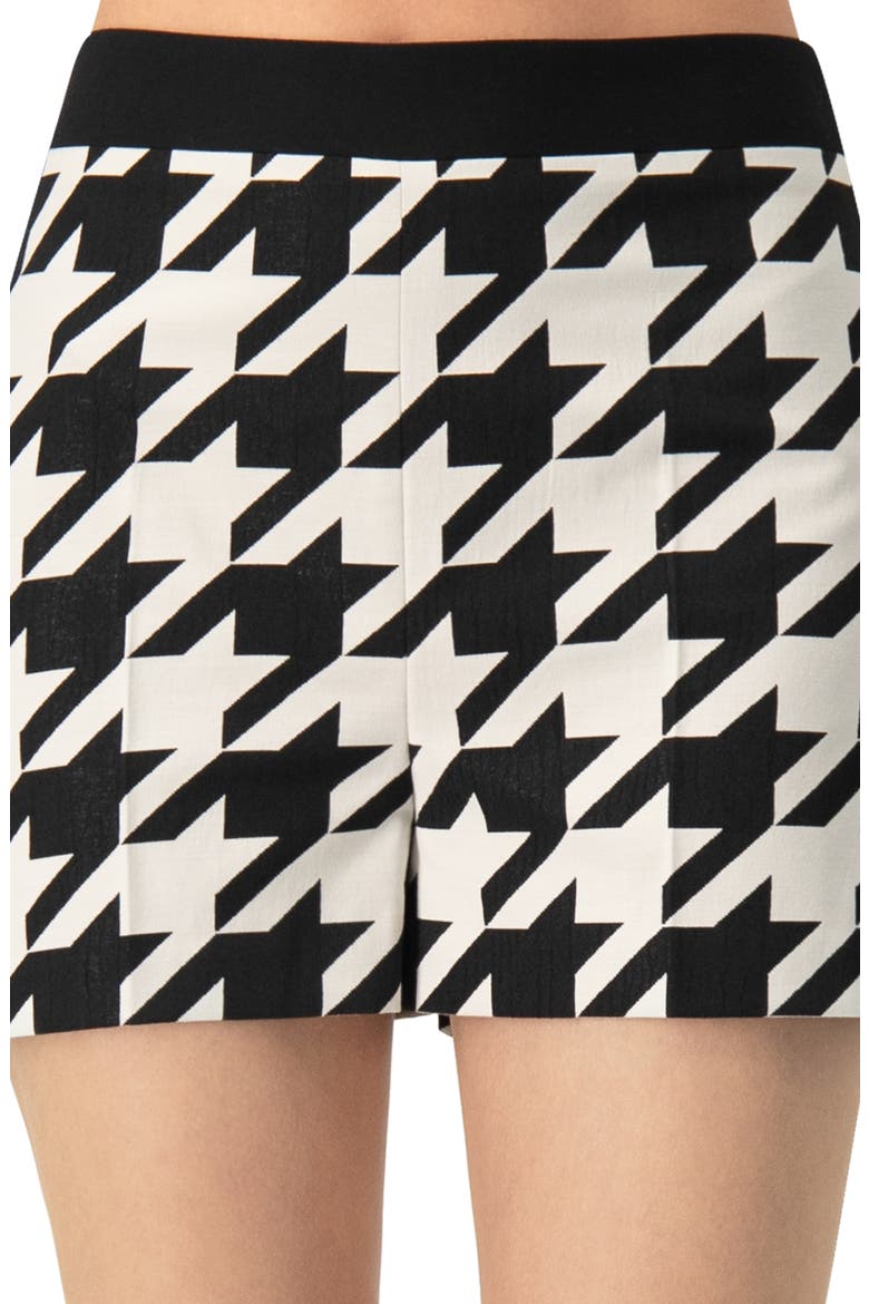 Tailored Mega Houndstooth Shorts with Back Zipper, Alternate, color, Black