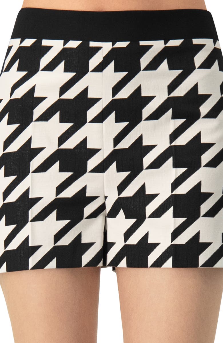 IVONNE Tailored Mega Houndstooth Shorts with Back Zipper, Alternate, color, Black