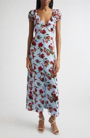 Alice + Olivia Tara Ruffle Tie Back Maxi Dress