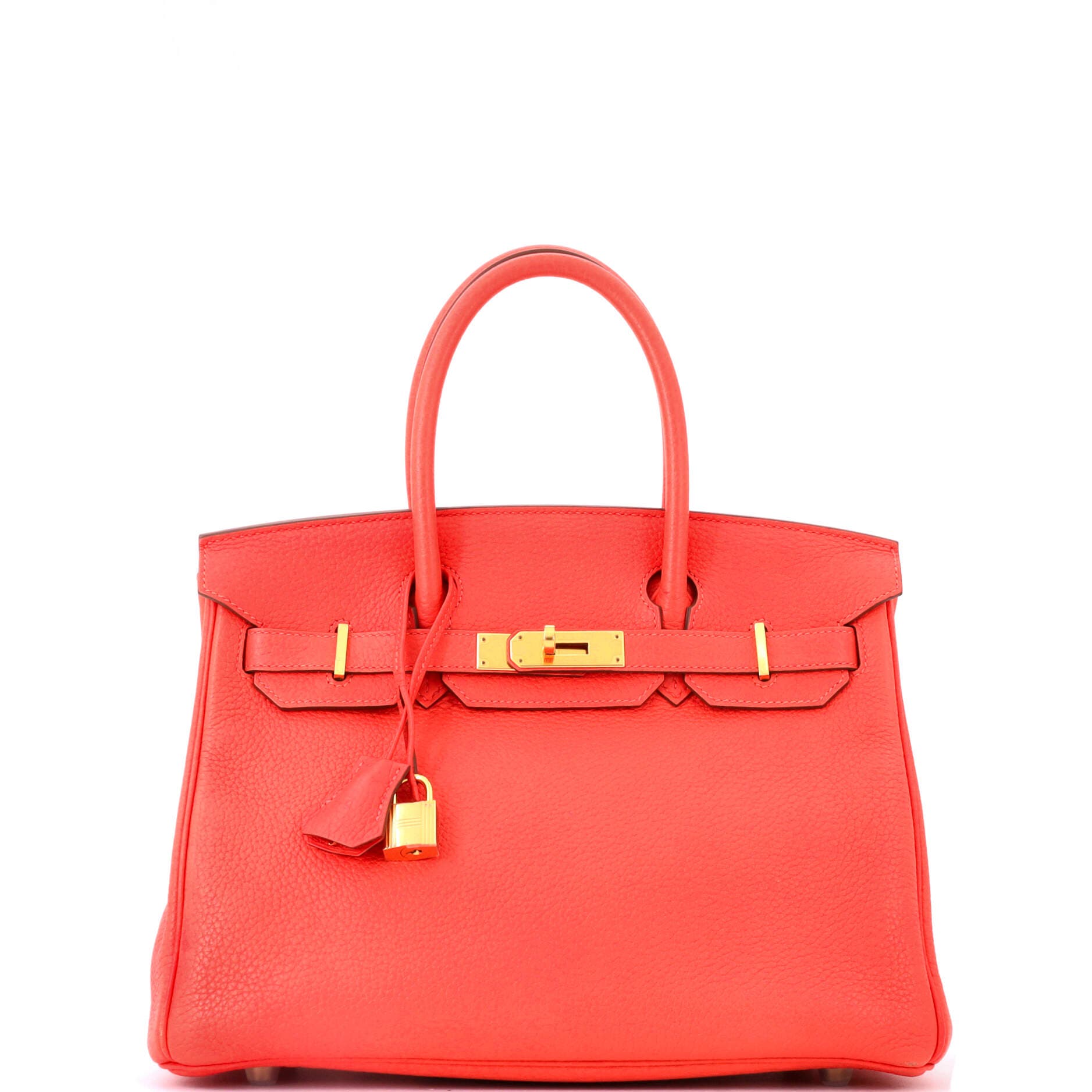 Birkin Handbag Red Clemence with Gold Hardware 30, Main, color, Red