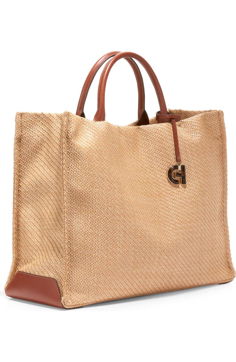 Cole Haan Grand Ambition Mainline Straw & Leather Market Tote, Alternate, color,