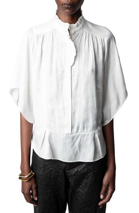 Taro Ruffle Satin Blouse