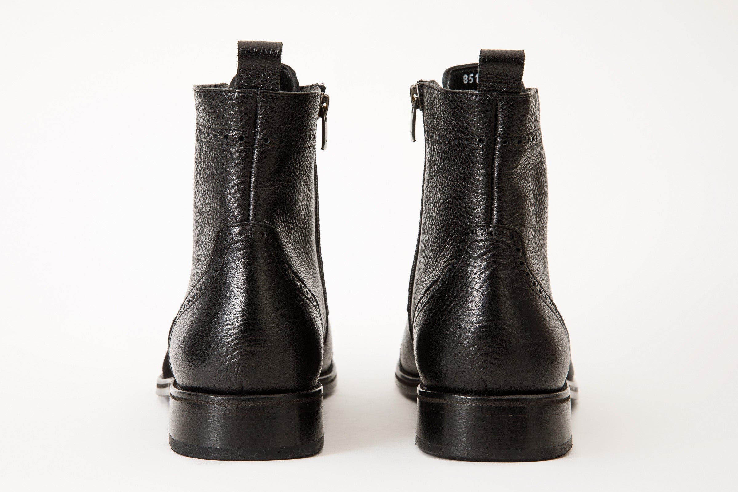 The Anderson Leather & Suede Brogue Lace-up Boot With A Zipper, Alternate, color, Black