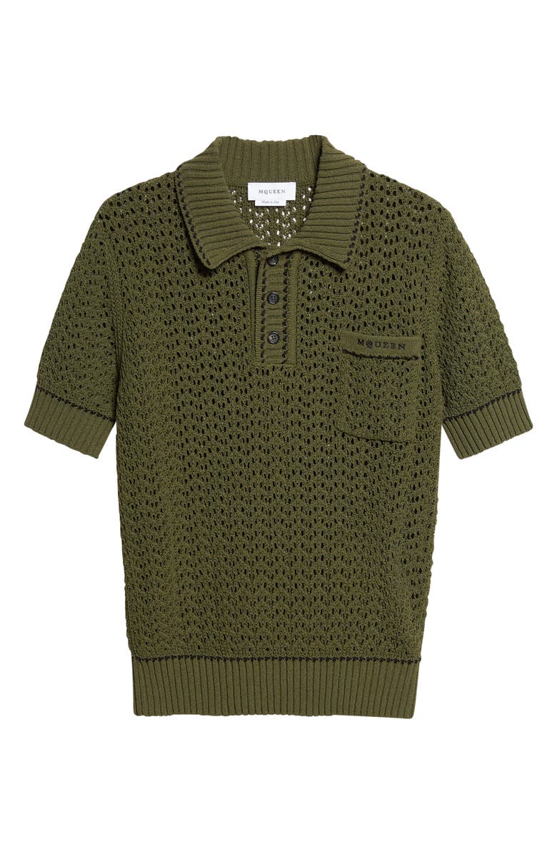 McQueen Open Stitch Polo, Main, color, Dark Green Bottle