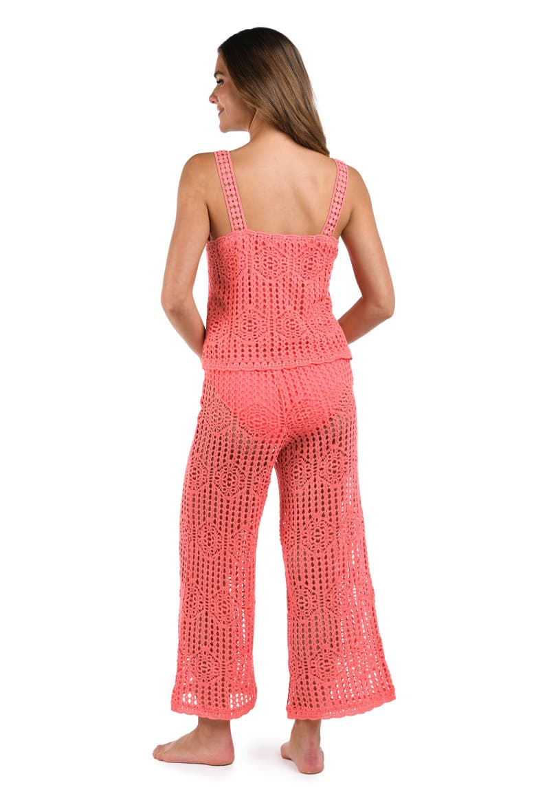 Waverly Open Stitch Cotton Crop Cover-Up Pants, Alternate, color, CORAL REEF
