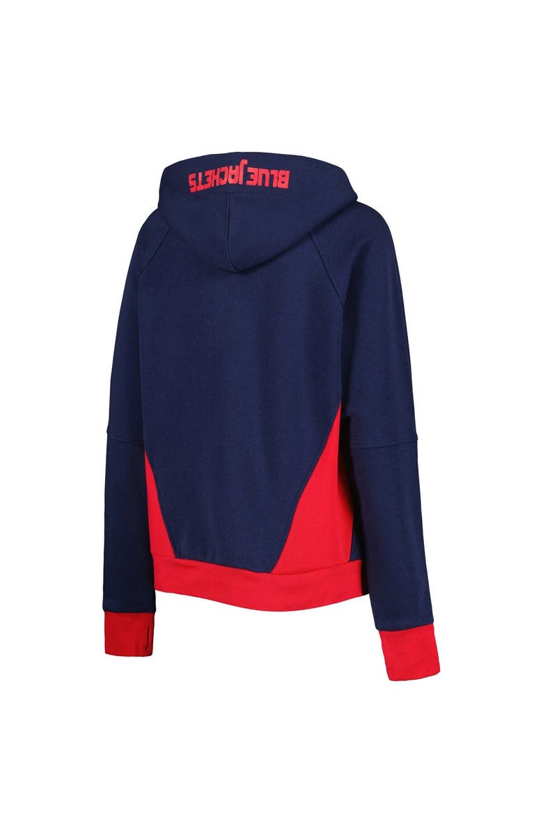 STARTER Women's Starter Navy Columbus Blue Jackets Wishbone Half-Zip Hoodie, Alternate, color, Navy