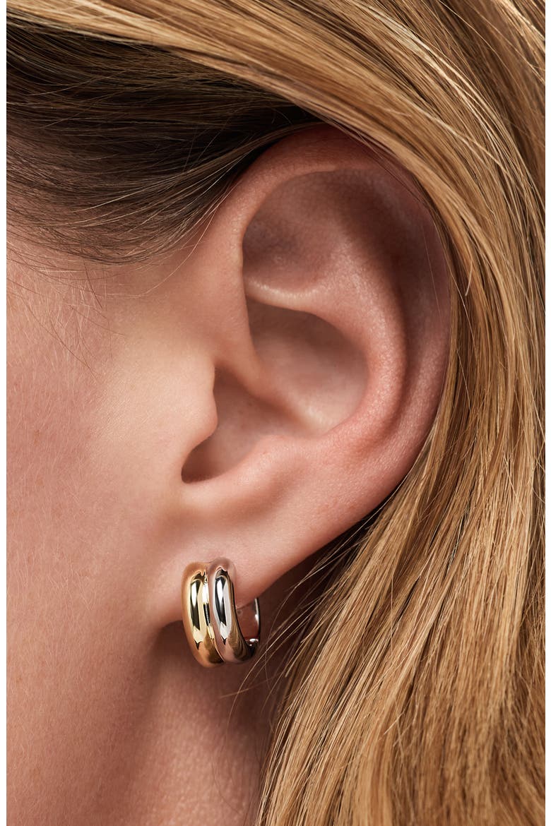 Asher Huggie Hoop Earrings, Alternate, color, GOLD / SILVER