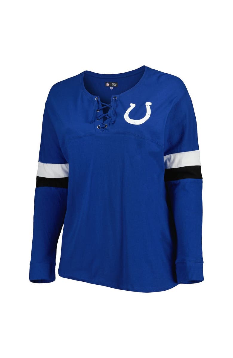 New Era Women's New Era Royal Indianapolis Colts Plus Size Athletic Varsity Lace-Up V-Neck Long Sleeve T-Shirt, Alternate, color, 