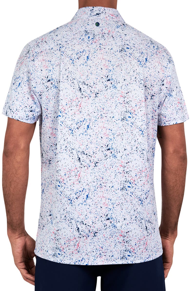CONSTRUCT Regular Fit Splatter Print Recycled Performance Golf Button-Down Shirt, Alternate, color, White