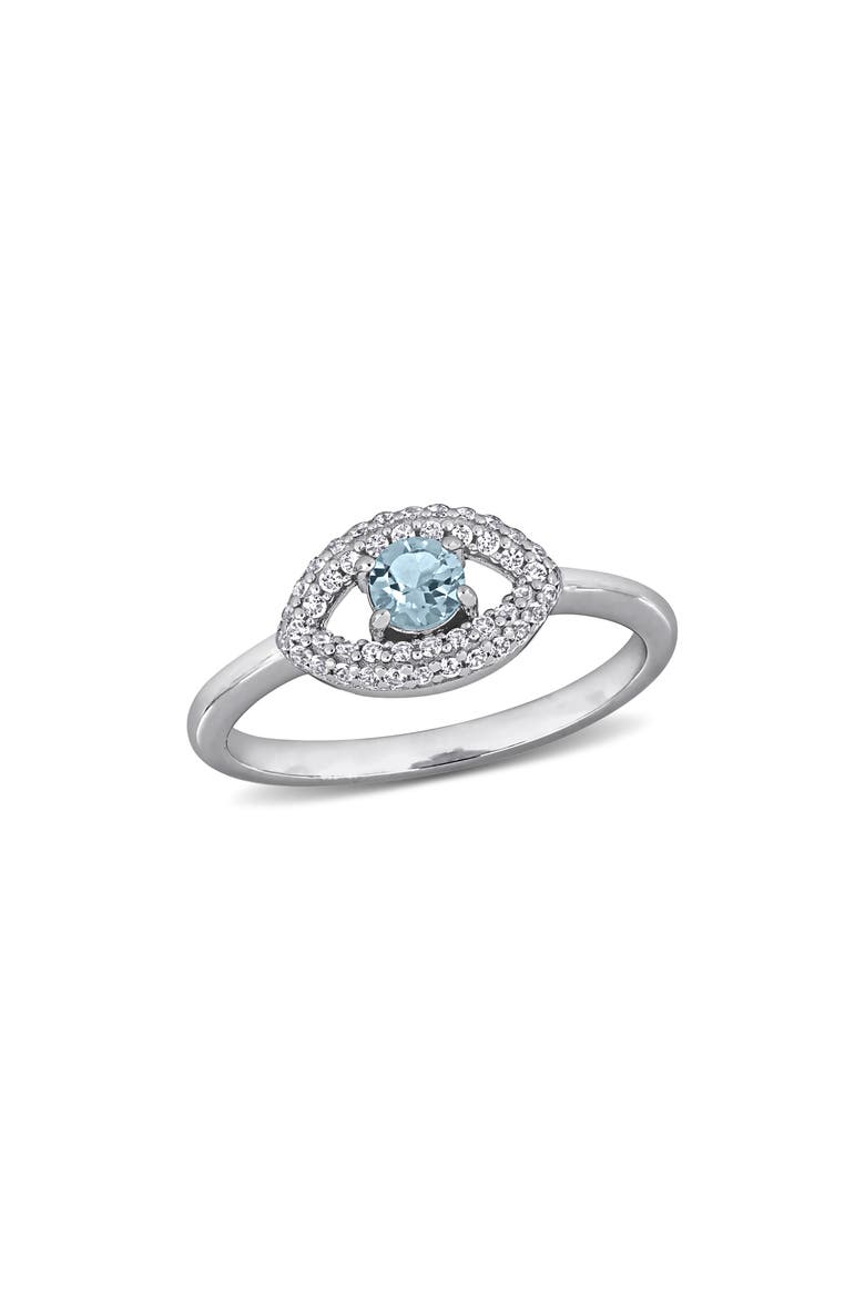 Blue Topaz & Created White Sapphire Ring, Main, color, BLUE