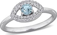 DELMAR Blue Topaz & Created White Sapphire Ring