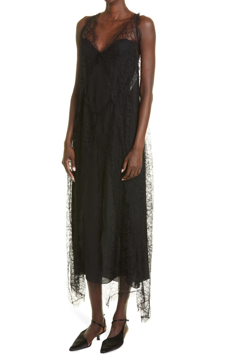 Khaite Ash Open Back Handkerchief Hem Lace Dress, Alternate, color,