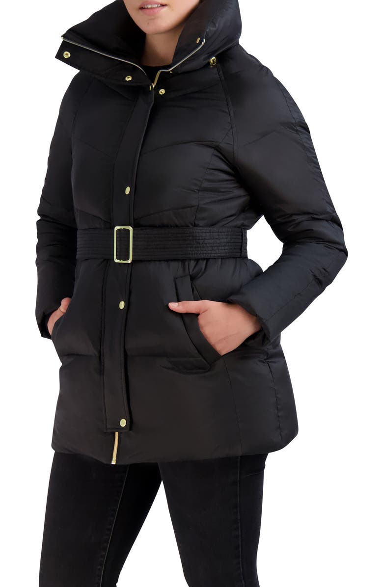 Cole Haan Oyster Belted Water Resistant Jacket, Alternate, color, Black
