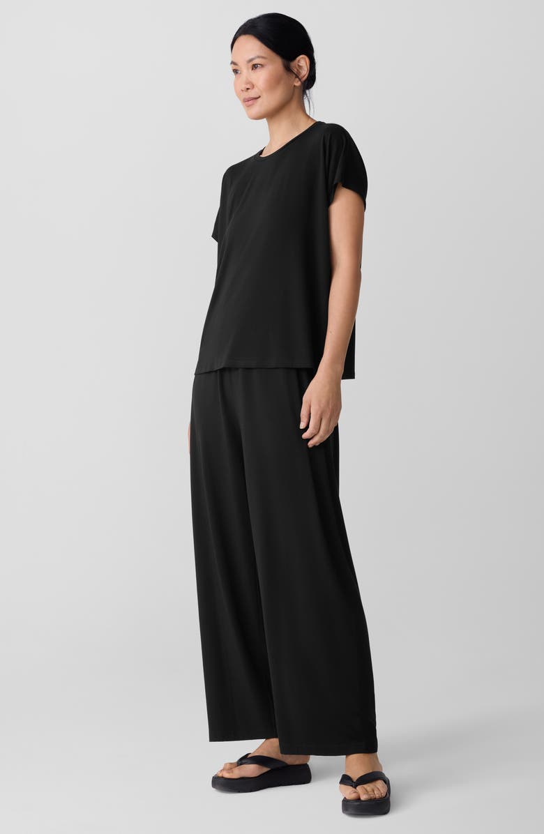 Eileen Fisher Crewneck Wedge Top, Alternate, color, Black