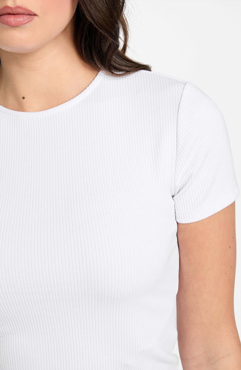 GUESS Terra Ribbed Crop T-Shirt, Alternate, color, Pure White