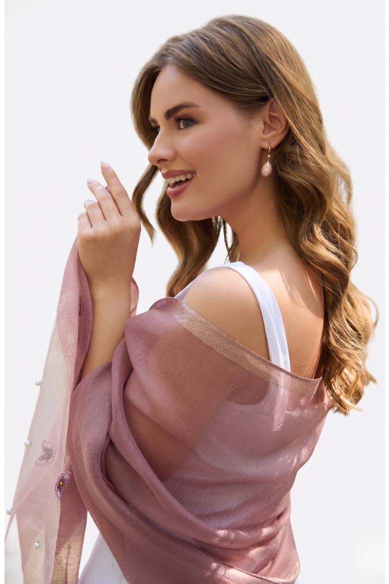 Embroidered Scarf, Alternate, color, PINK