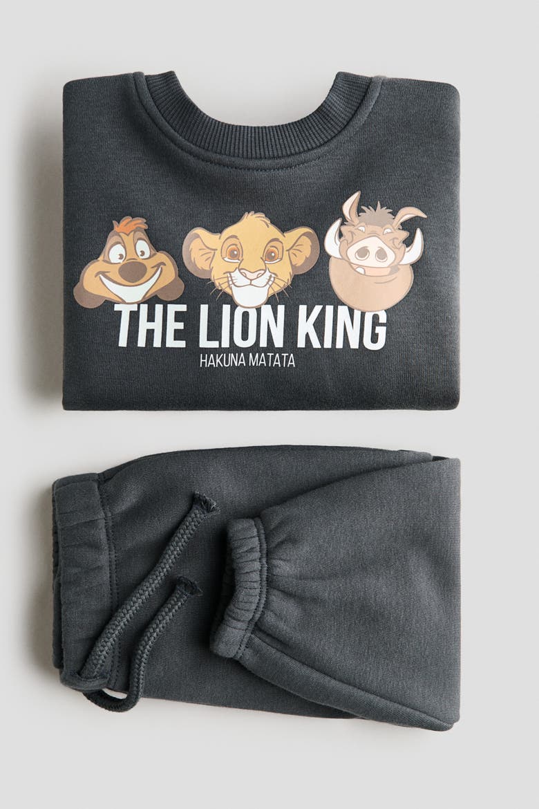 2-piece Printed Sweatshirt Set, Alternate, color, Dark gray/The Lion King