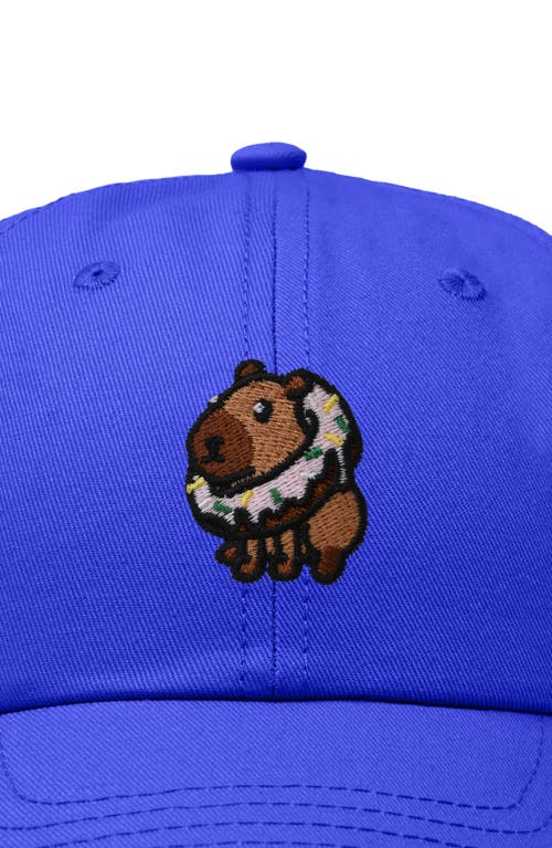 Dalix Capybara Donut Embroidered Cap In Royal Blue