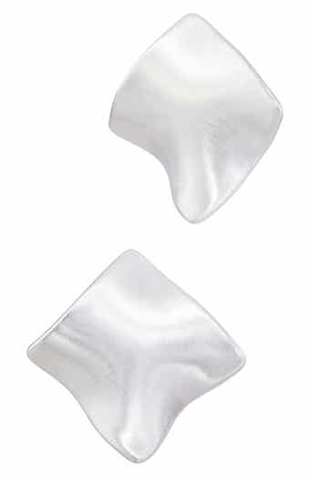 SAVVY CIE JEWELS Wavy Square Button Stud Earrings