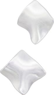 SAVVY CIE JEWELS Wavy Square Button Stud Earrings