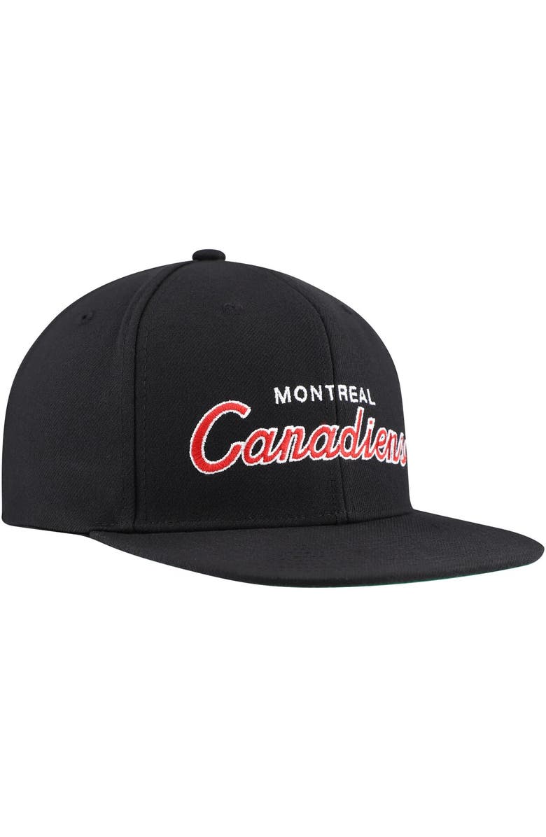 Mitchell & Ness Men's Mitchell & Ness Black Montreal Canadiens Core Team Script 2.0 Snapback Hat, Alternate, color, 