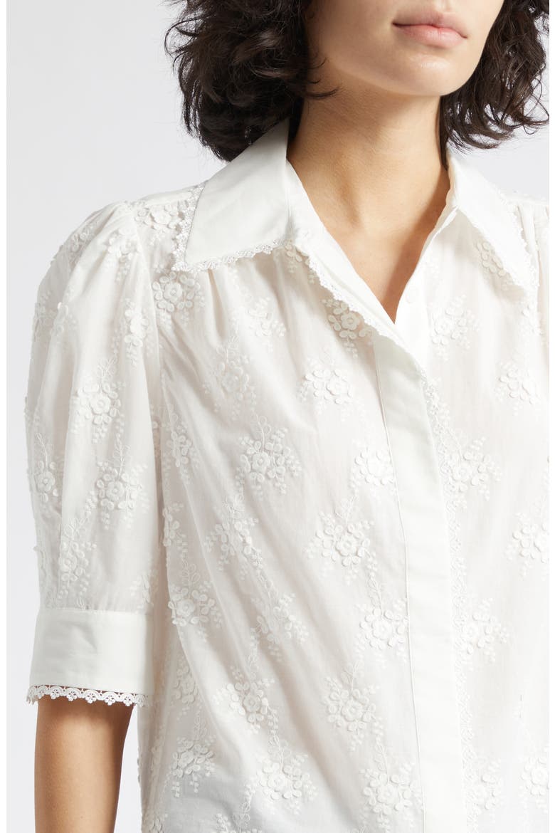 Edwina Floral Embroidered Button-Up Shirt, Alternate, color, IVORY
