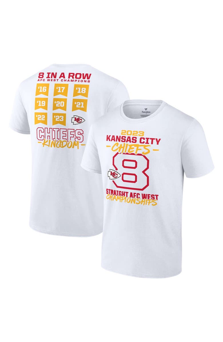 FANATICS Men's Fanatics Branded White Kansas City Chiefs Eight-Time AFC West Division Champions T-Shirt, Alternate, color,