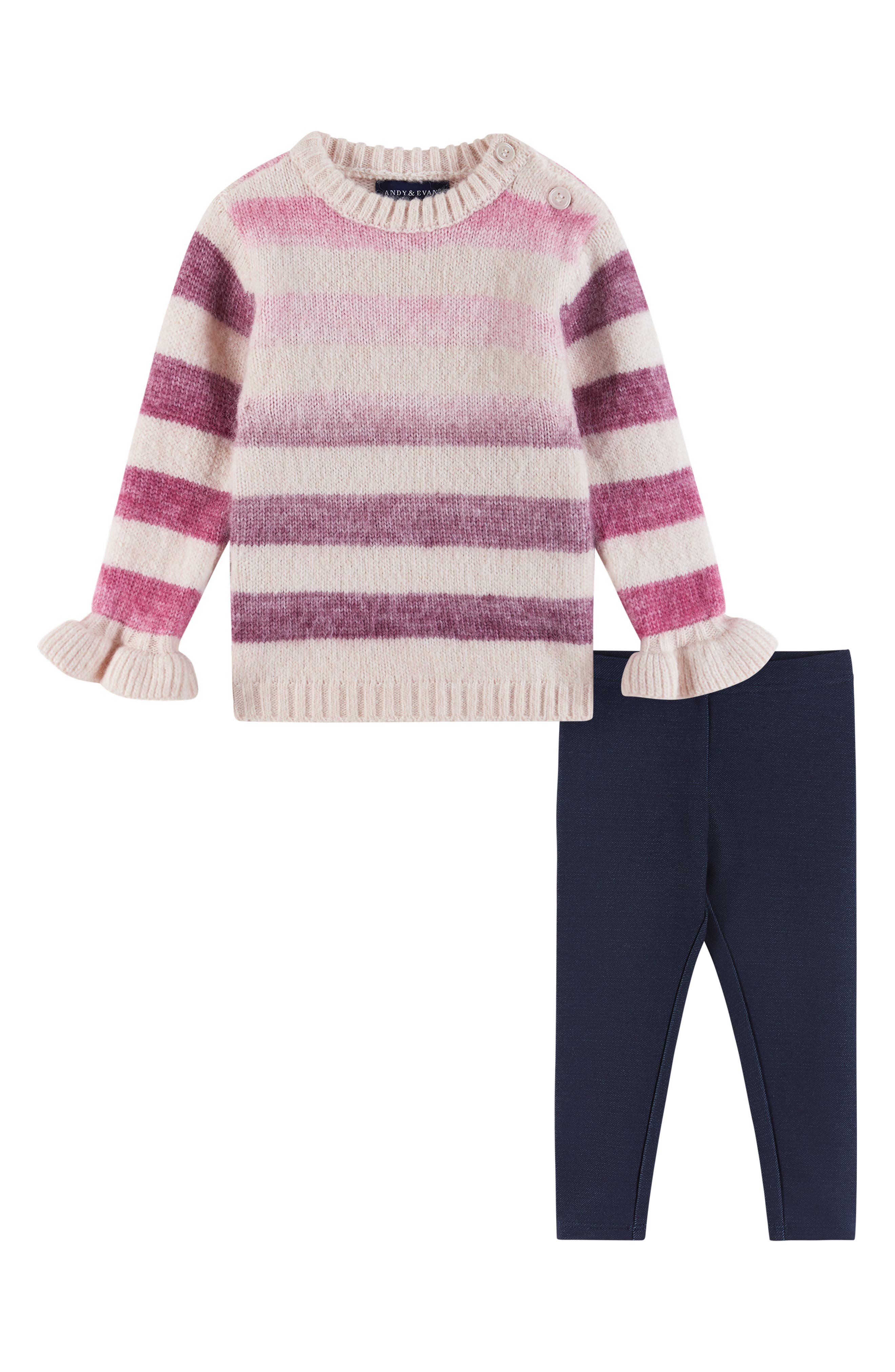 Andy & Evan Kids' Ombré Stripe Sweater & Leggings Set