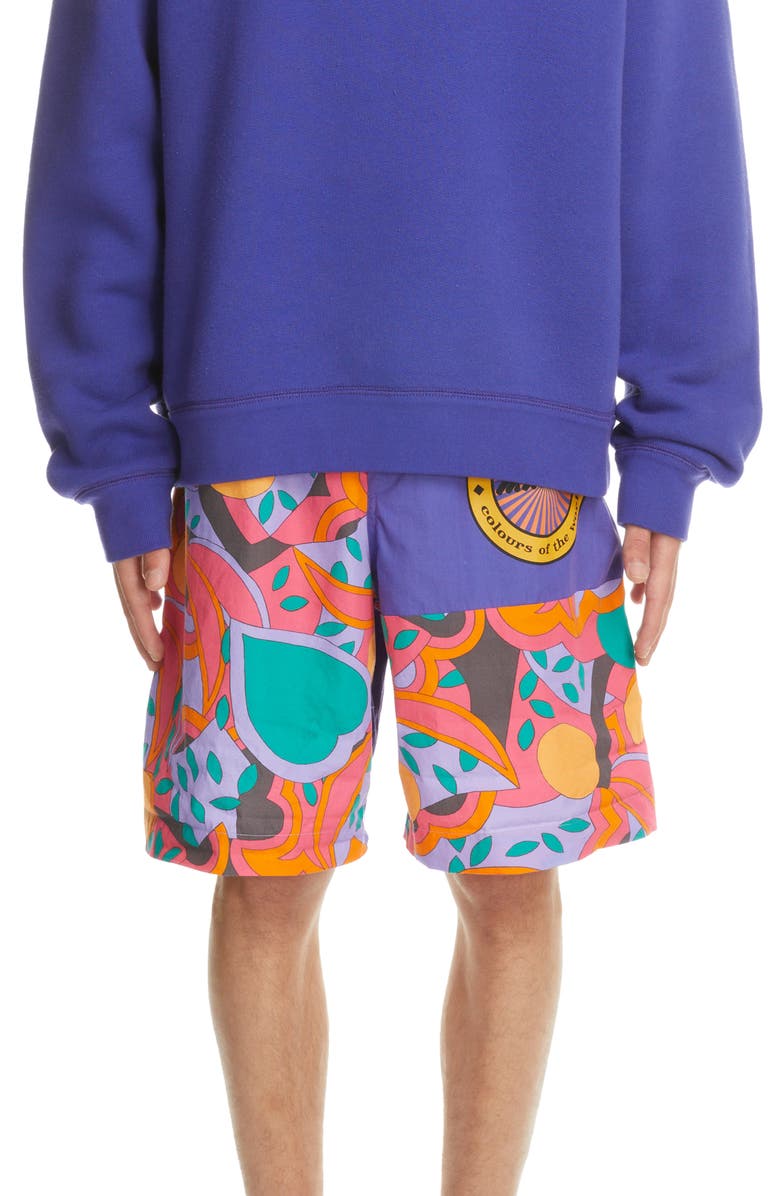 Isabel Marant Laverneo Abstract Print Cotton Logo Shorts, Main, color,