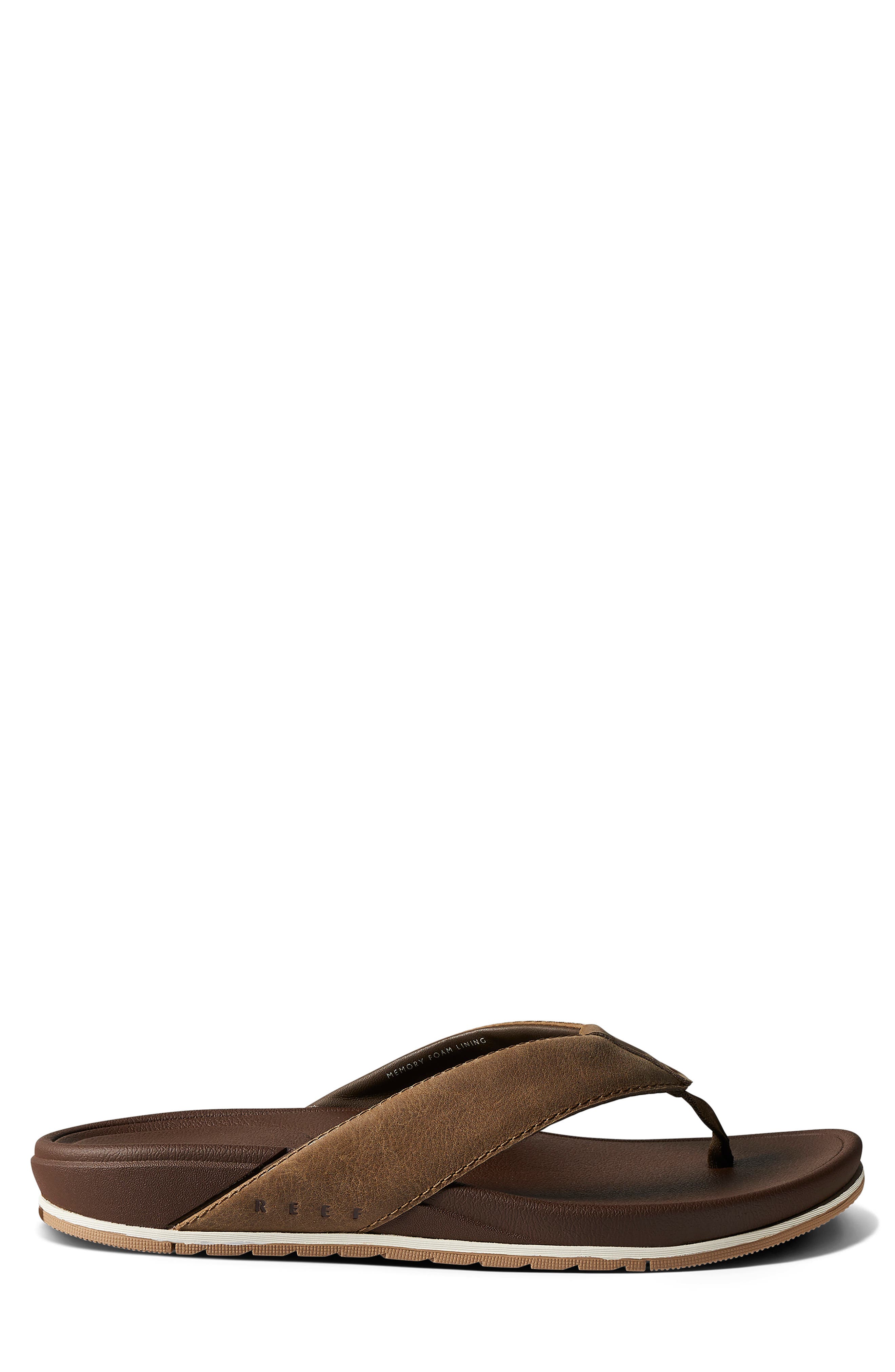 Reef Cushion Bonzer Leather Flip Flop, Alternate, color, Toffee