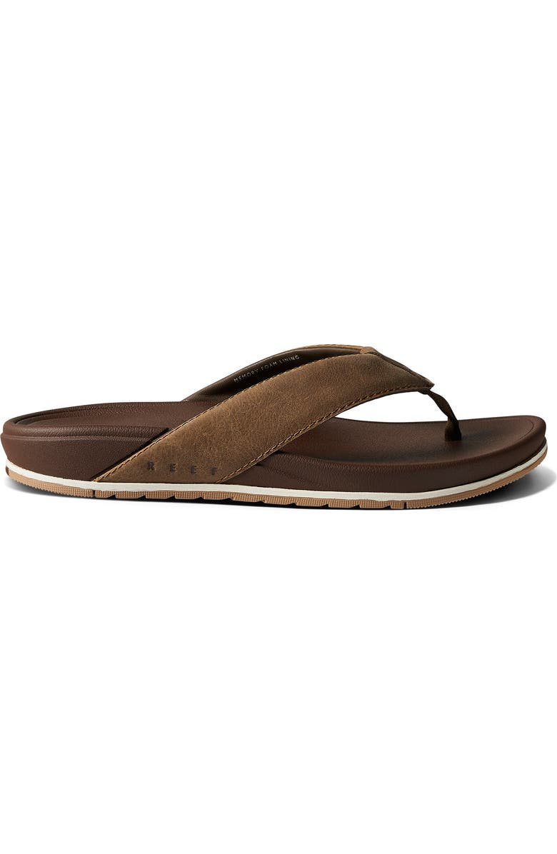 Reef Cushion Bonzer Leather Flip Flop, Alternate, color, Toffee