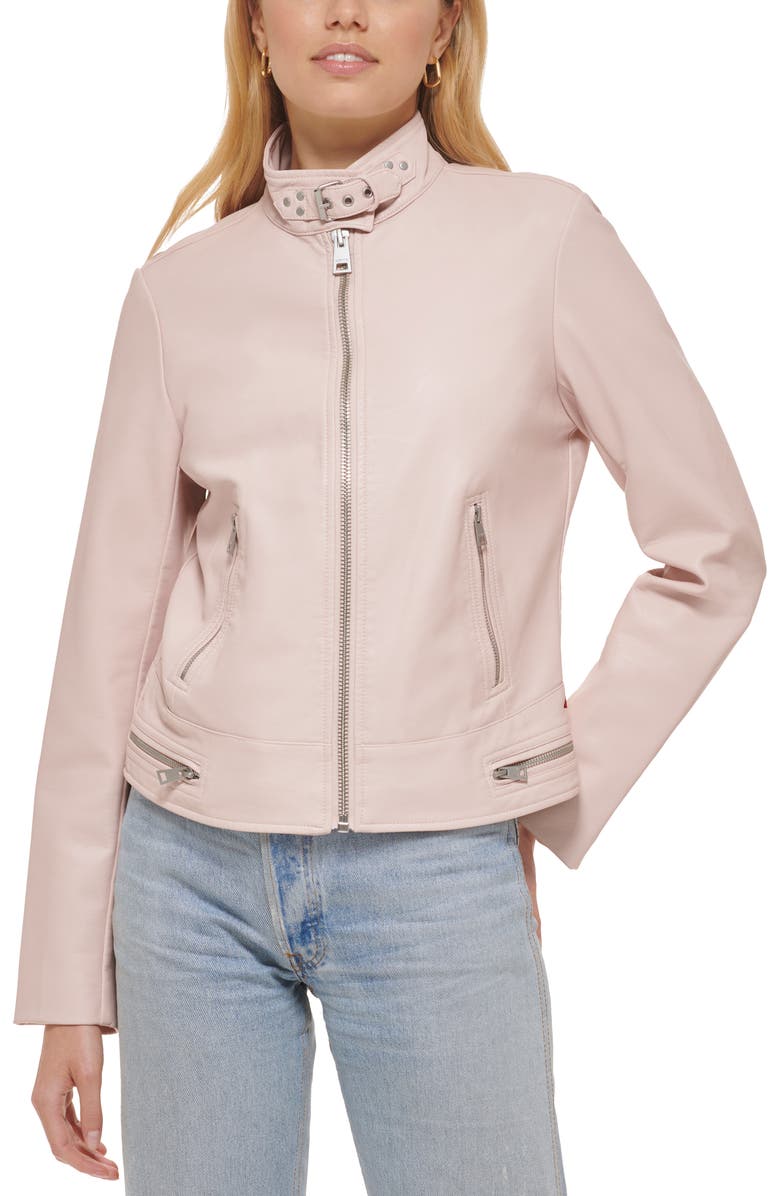 Levi's <sup>®</sup> Women's Faux Leather Racer Jacket, Alternate, color, Peach Blossom