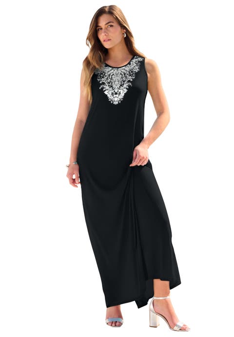 Plus Size Sleeveless Crew Neck Maxi Dress (Plus)