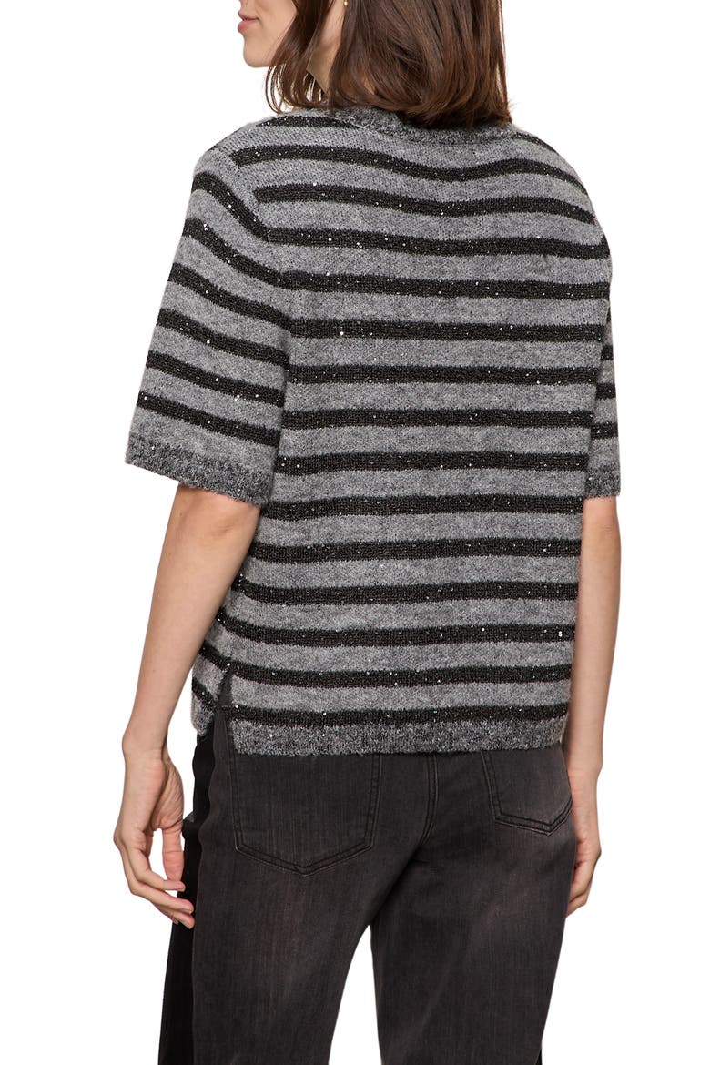 Stripe Short Sleeve Sweater, Alternate, color, GREY