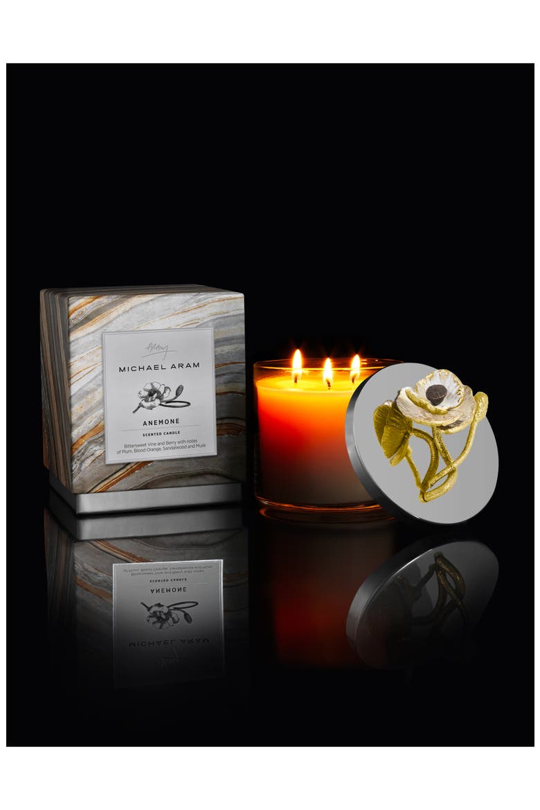 Anemone Three-Wick Scented Candle, Alternate, color, SILVER/ GOLD