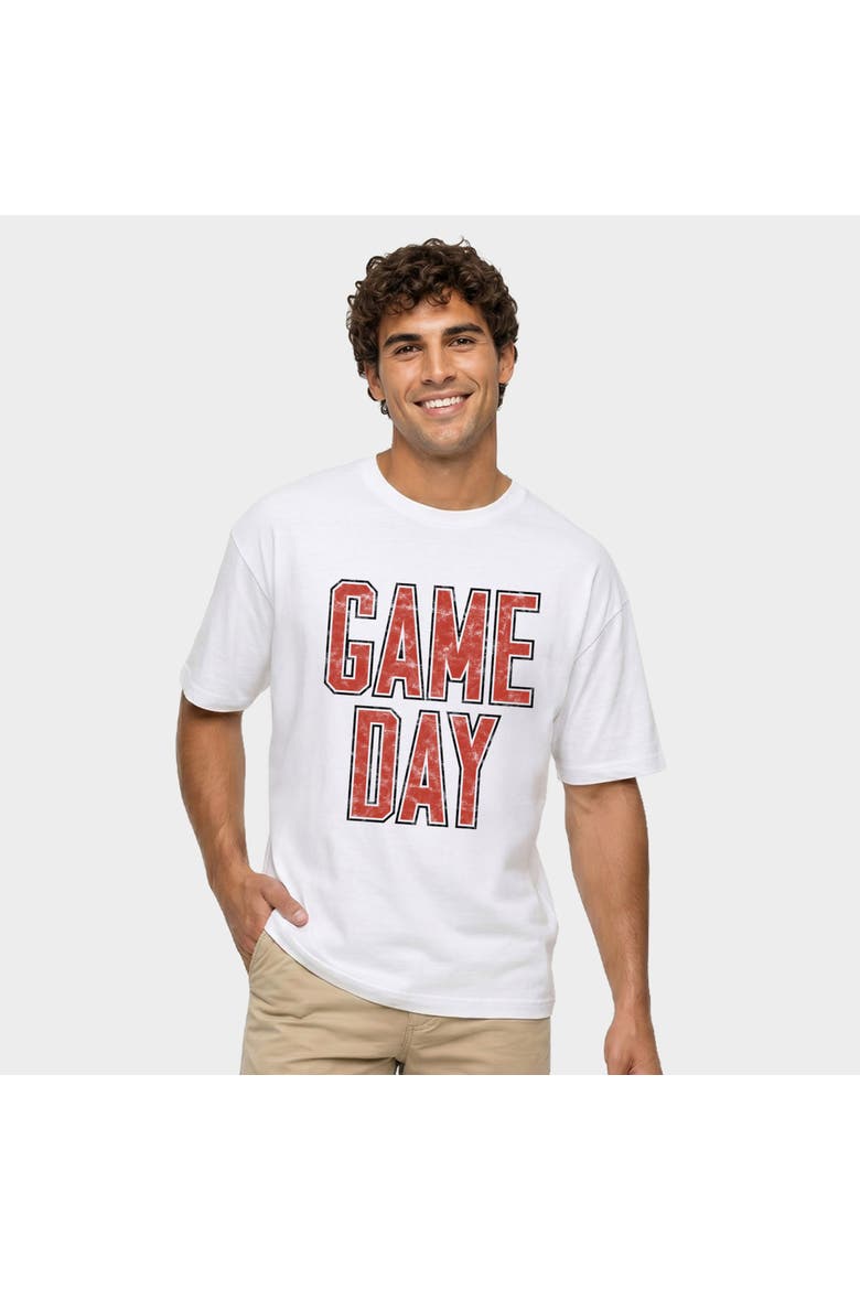 Game Day Outlined Distressed Garment Dyed T-Shirt, Main, color, White